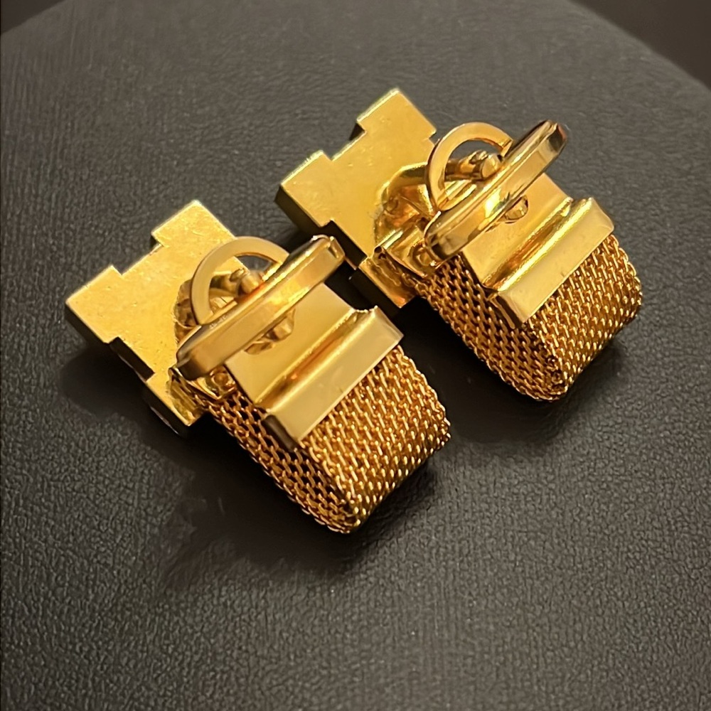 Stunning Vintage Rivoli Watermelon Stone Mesh Cufflinks - Picture 2 of 2
